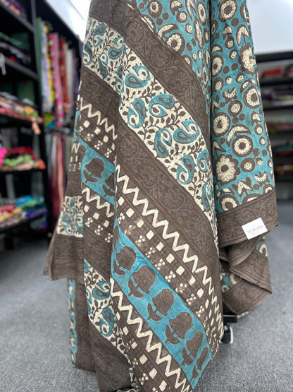 GREEN AJRAKH MUL SAREE