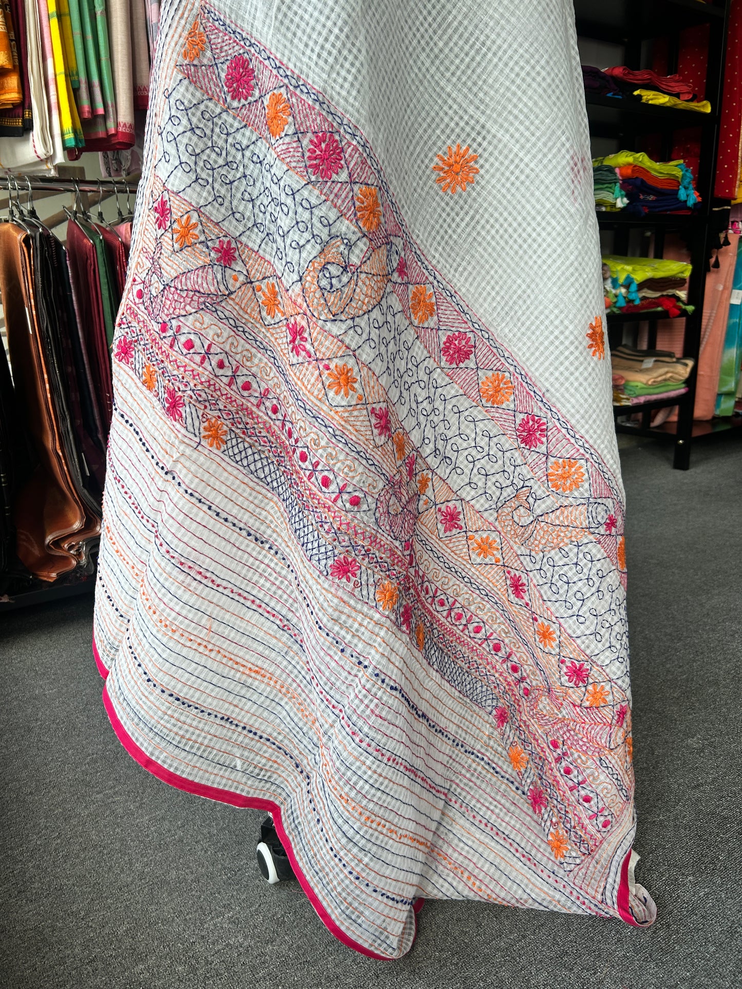 White katha embroidered kota