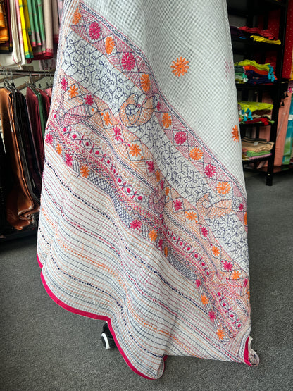 White katha embroidered kota