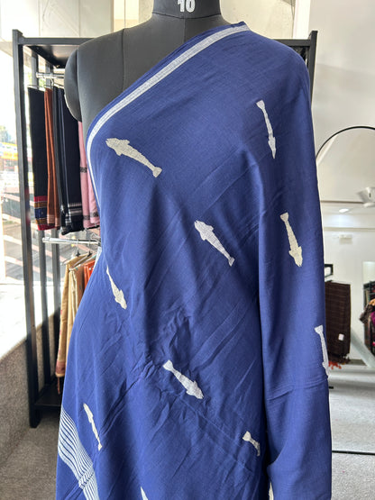 BLUE KHADI JAMDANI SAREE