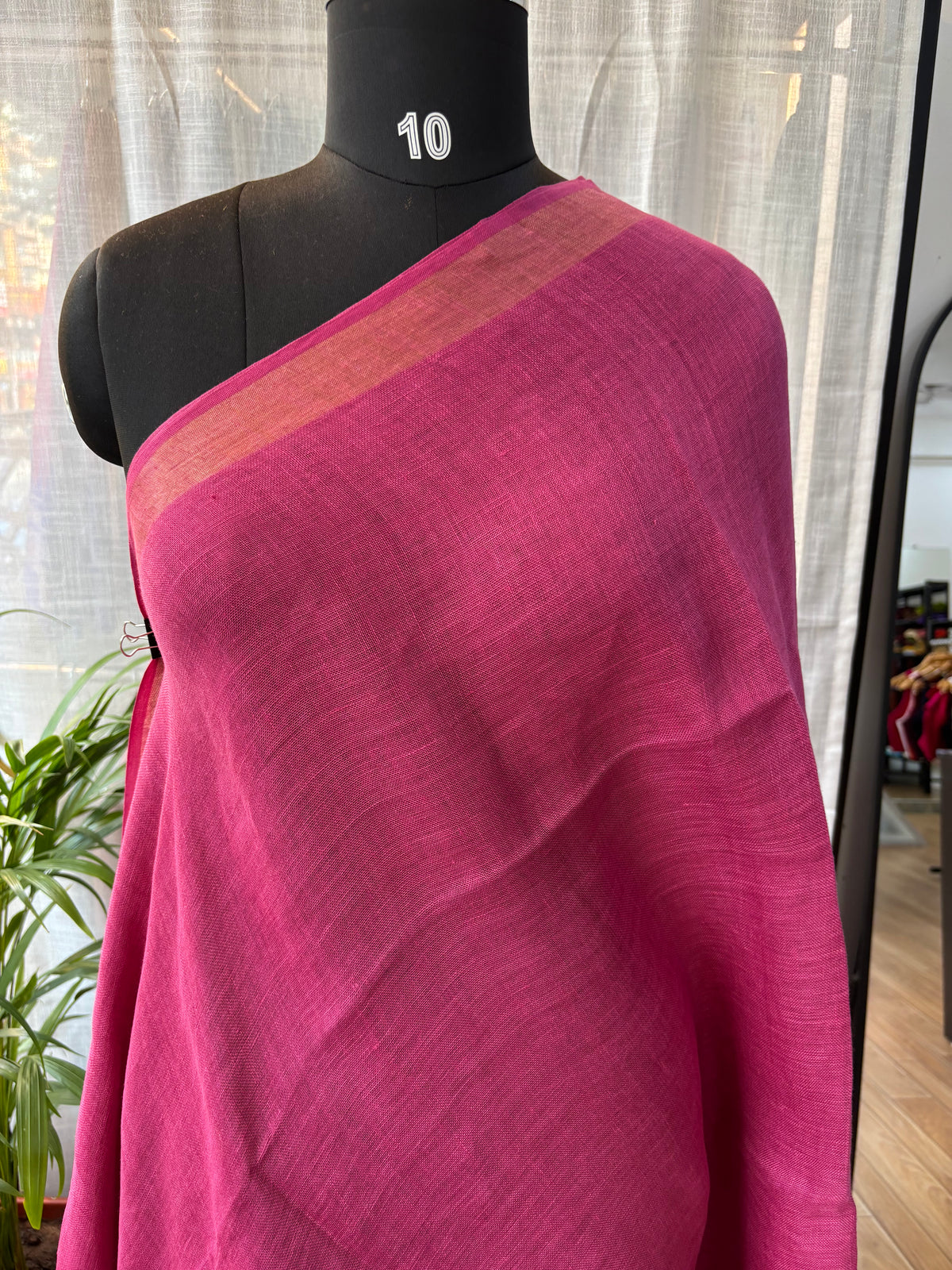 MAROON PURE LINEN SAREE