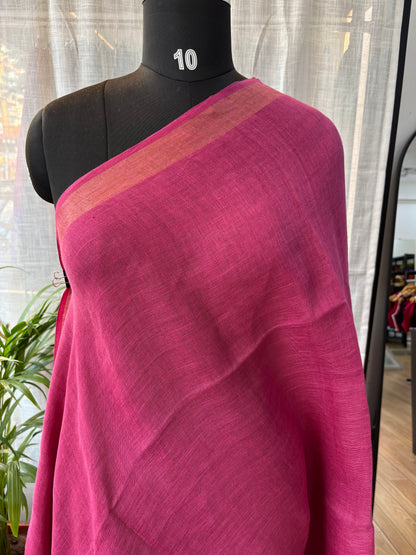 MAROON PURE LINEN SAREE