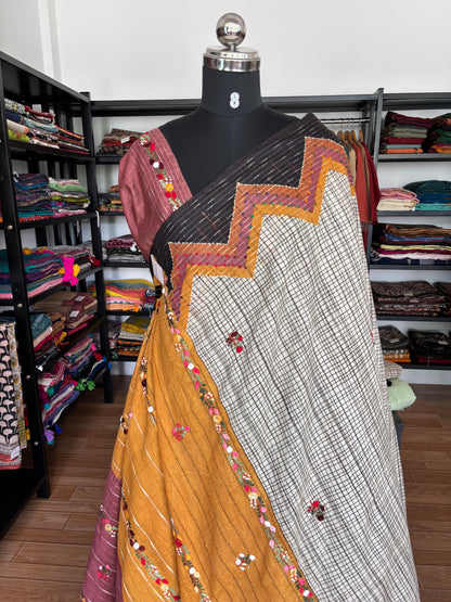 GREY  EMBROIDERED SAREE