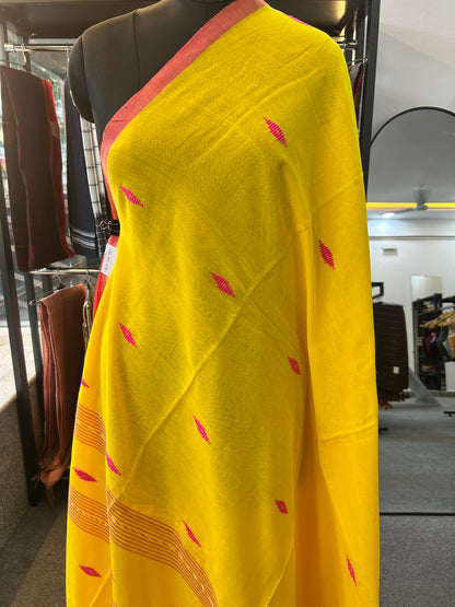 YELLOW MUL JAMDANI SAREE
