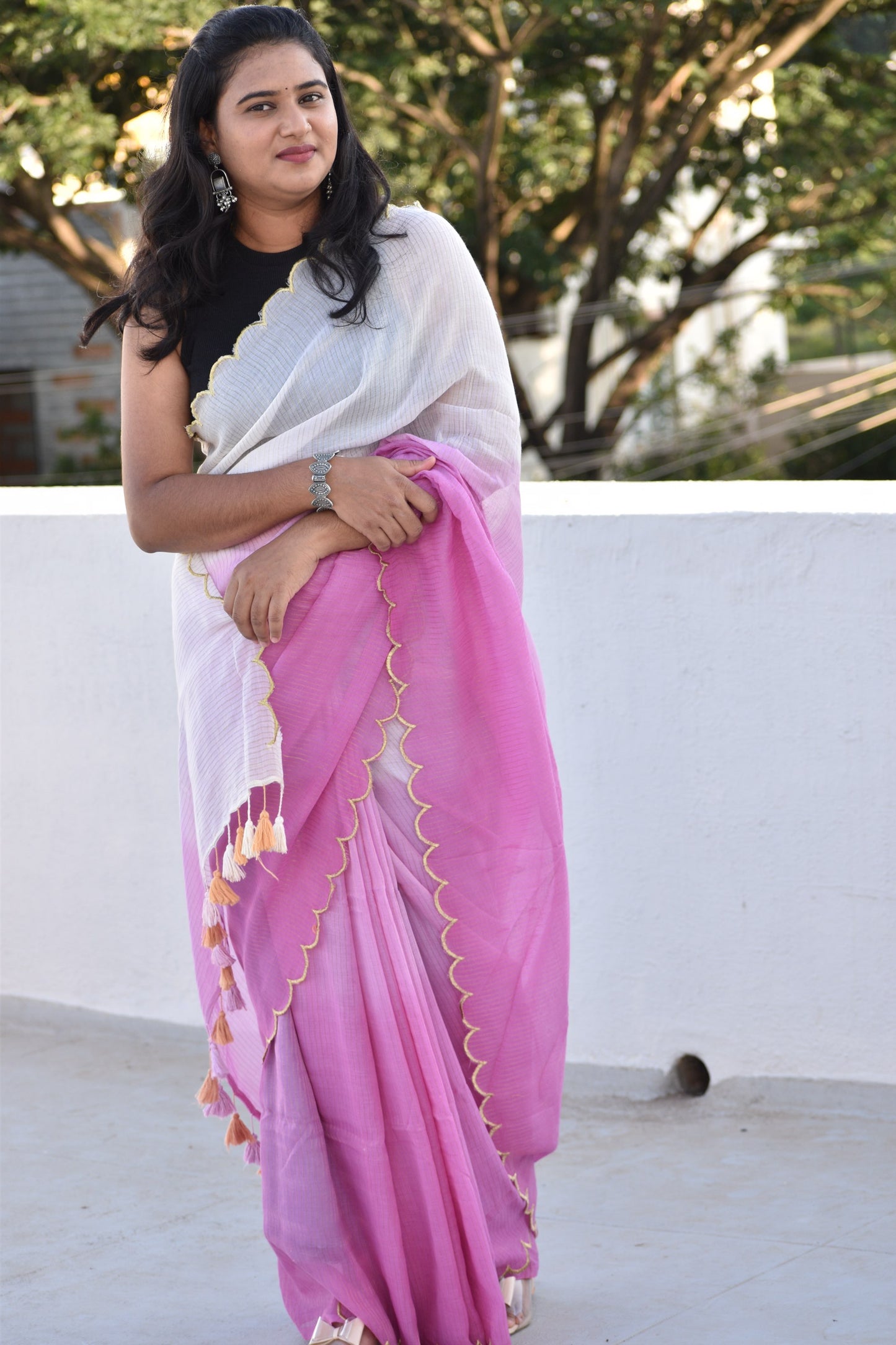 PINK  MUL SAREE