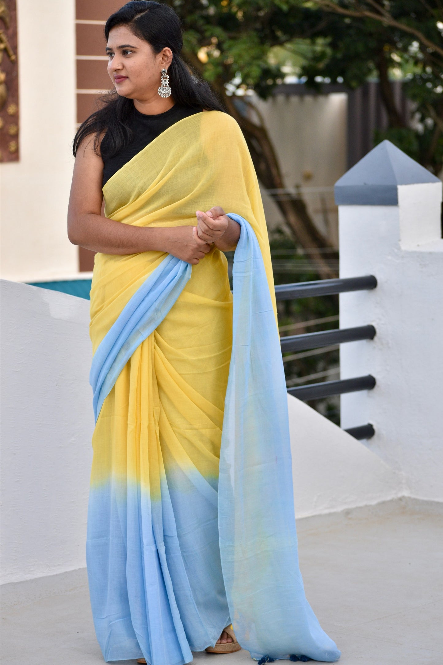 YELLOW MUL SAREE