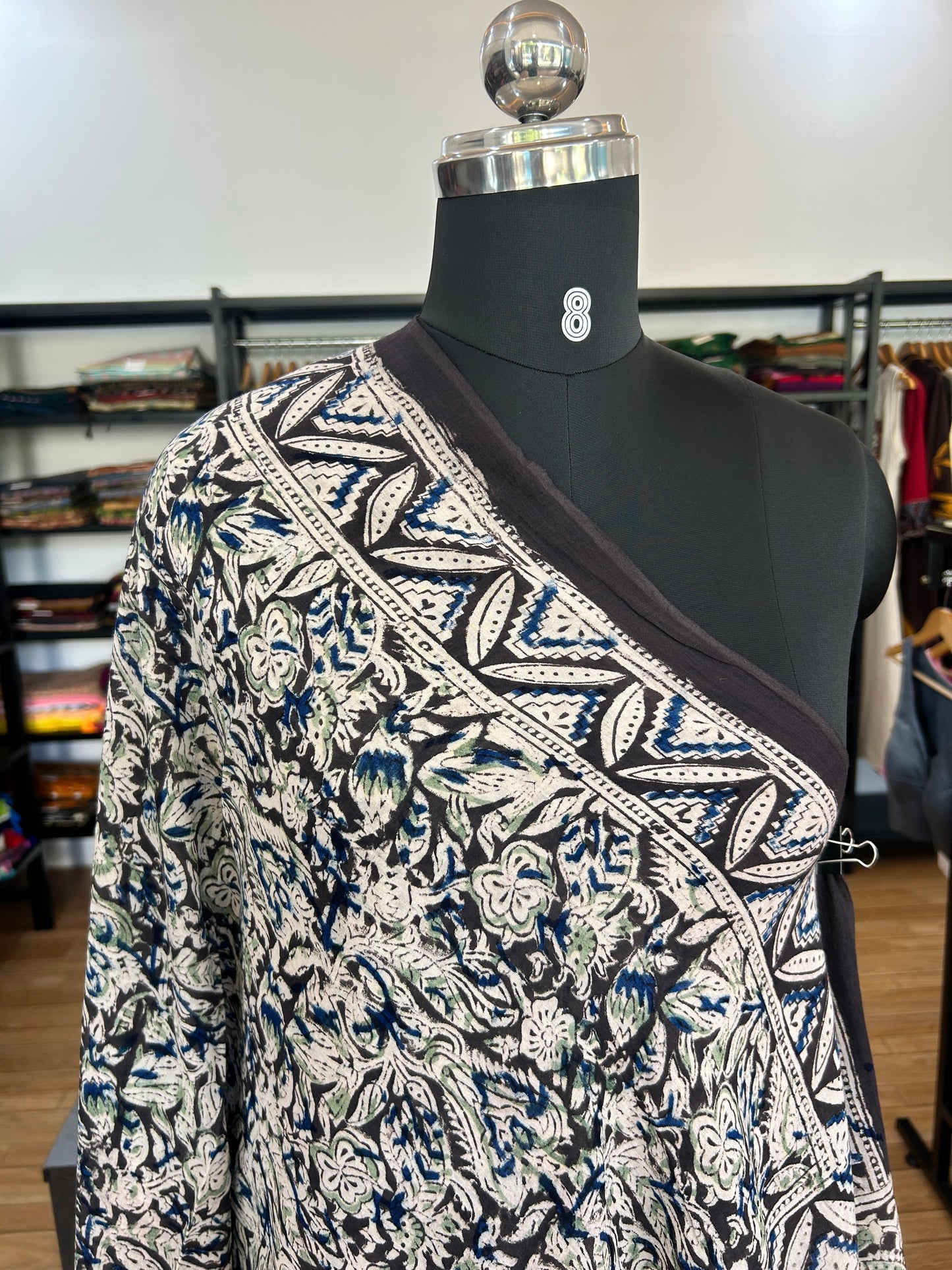 Black kalamkari mul saree