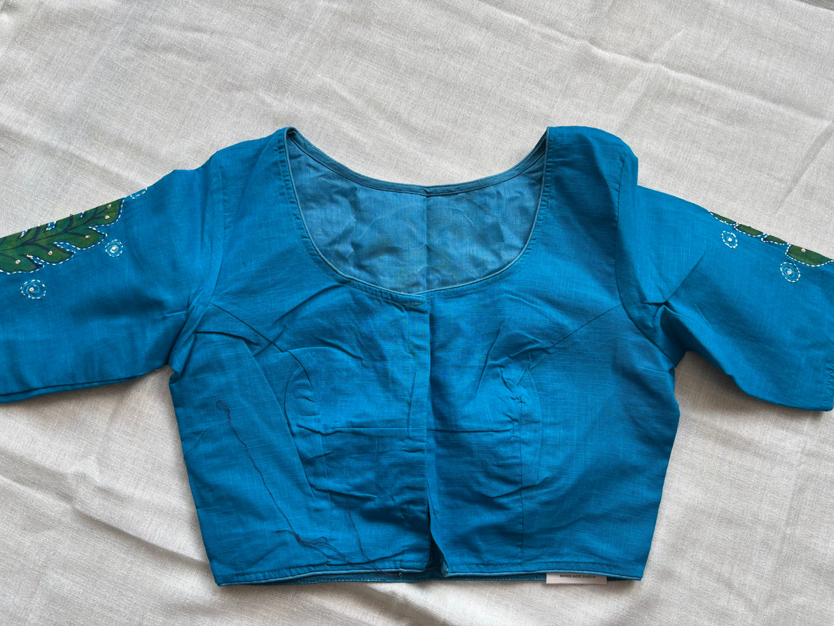 Navy blue hand painted blouse