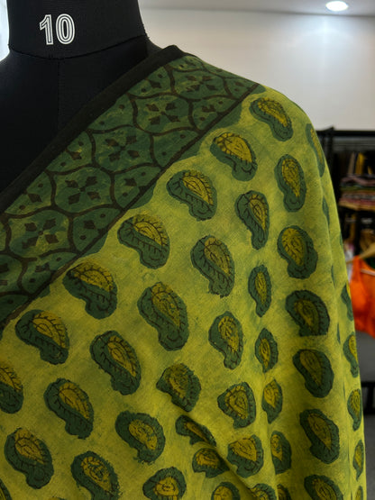 GREEN AJRAKH MUL SAREE