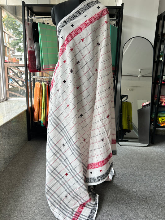 WHITE DHANIAKHALI SAREE