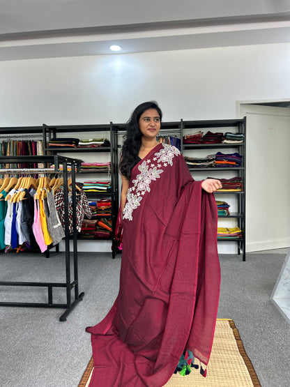 BROWN SEQUIN MUL SAREE