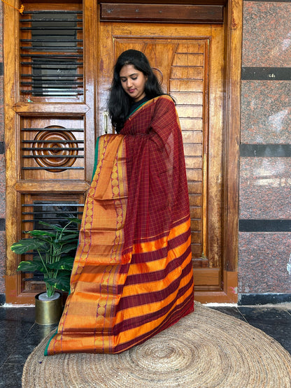 Brown Narayanpet saree.