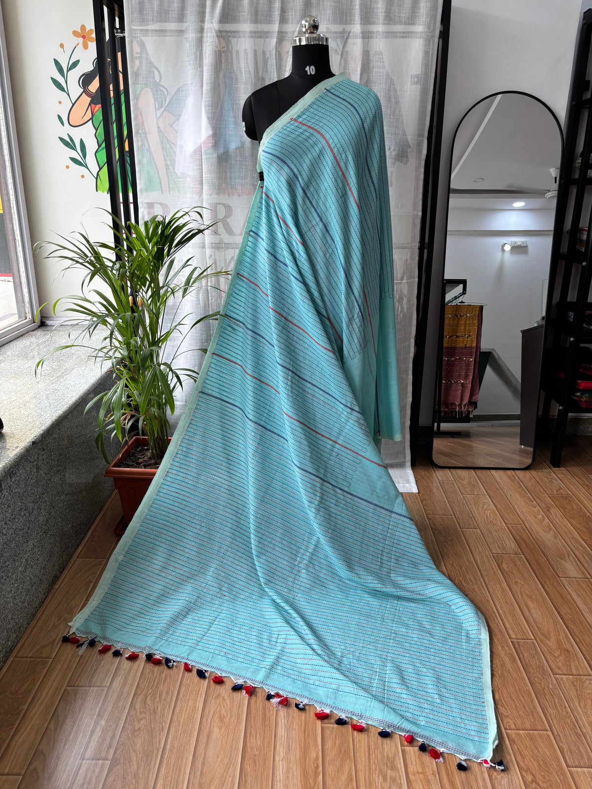 BLUE MERCERISED SAREE