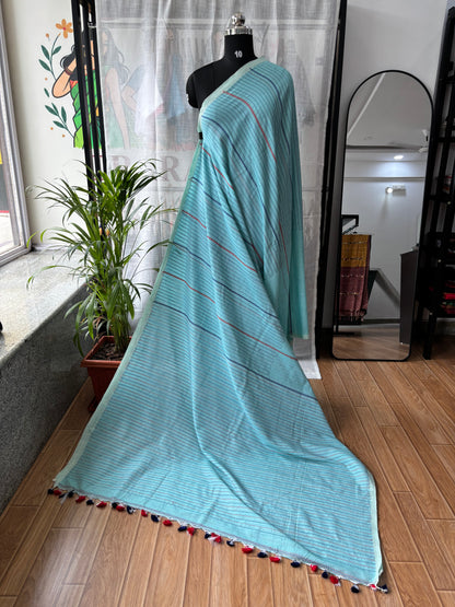 BLUE MERCERISED SAREE