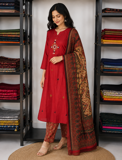 BLACK GAMTHI COTTON SUIT
