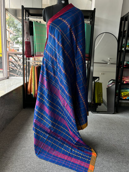 BLUE DHANIAKHALI SAREE