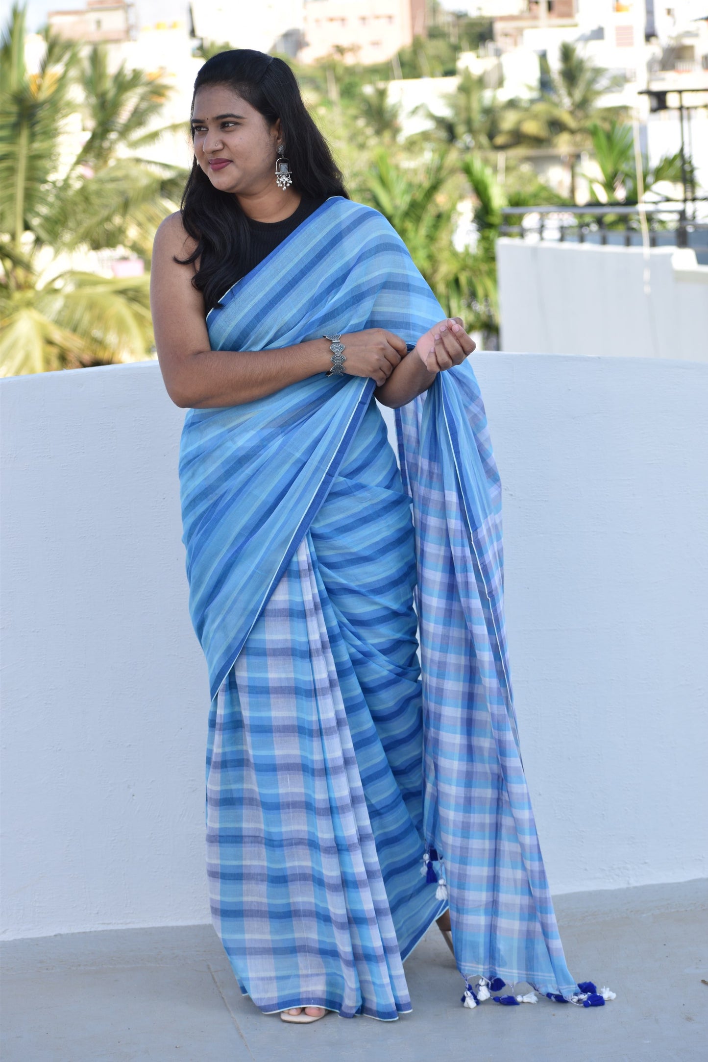 BLUE MUL SAREE