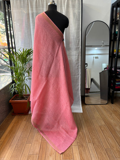 PINK PURE LINEN SAREE