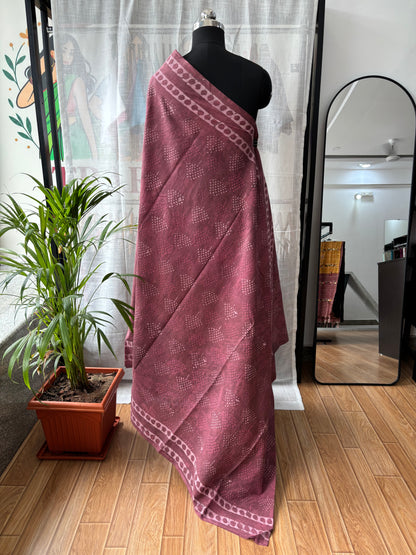MAROON DABU MUL SAREE