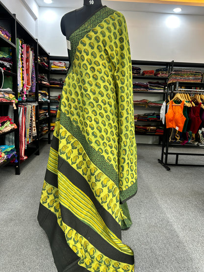 GREEN AJRAKH MUL SAREE