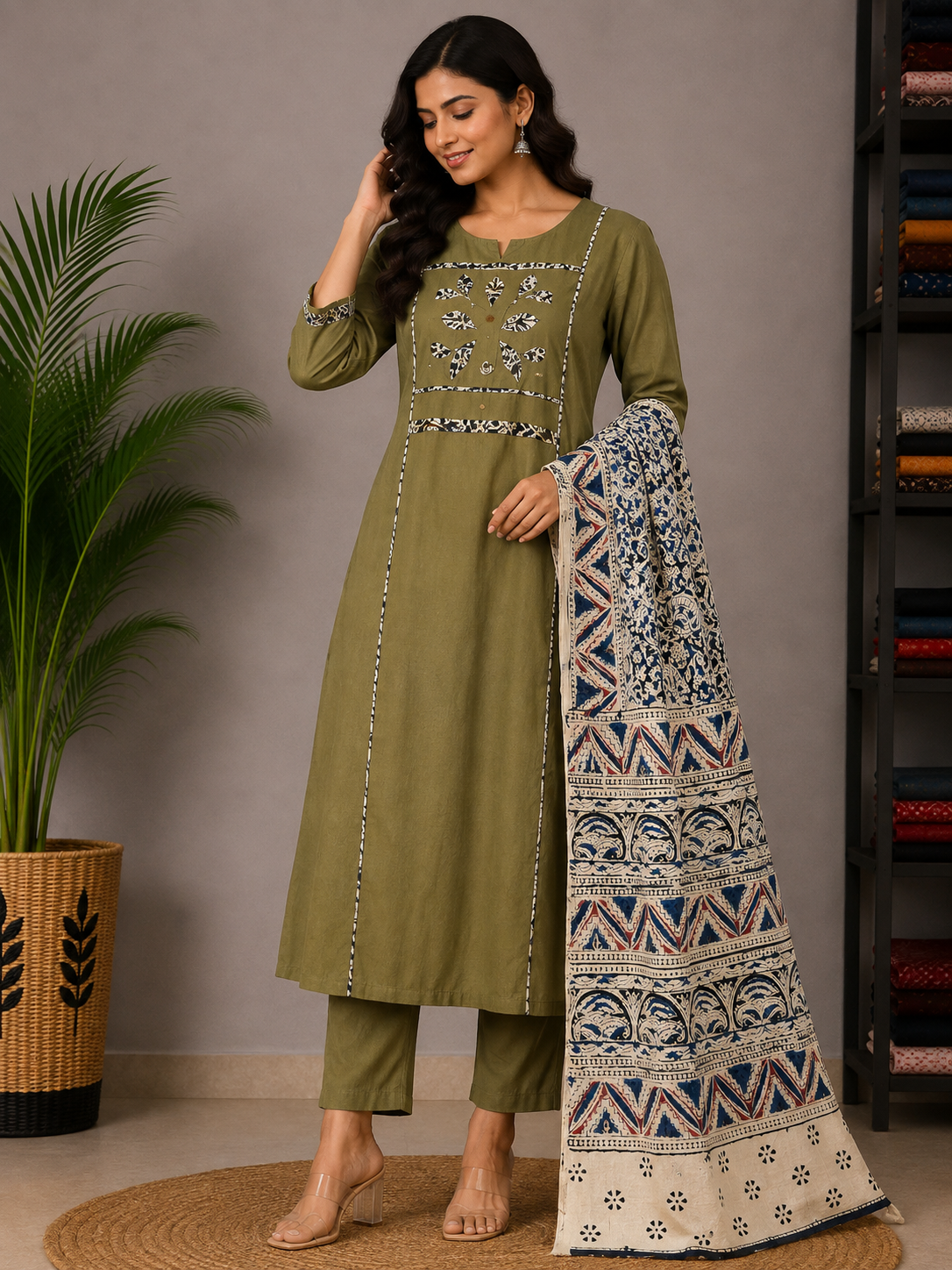 GREEN GAMTHI COTTON SUIT