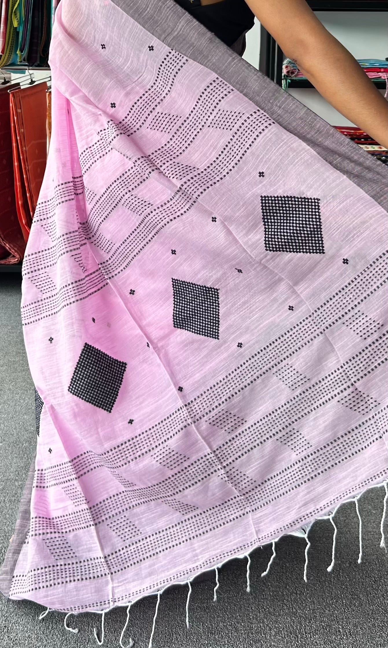 PINK KHADI COTTON SAREE