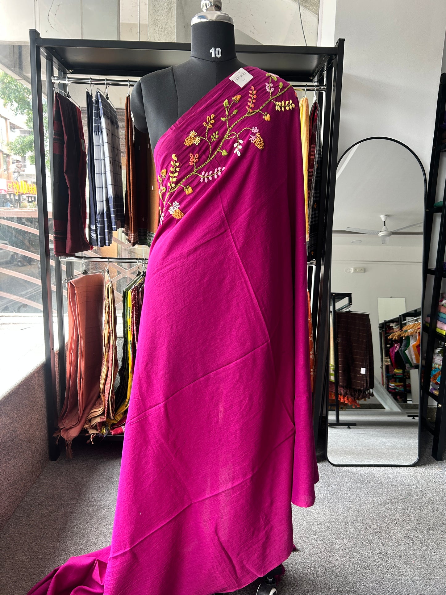 PINK KATHA MUL SAREE