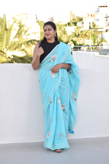 BLUE MUL SAREE