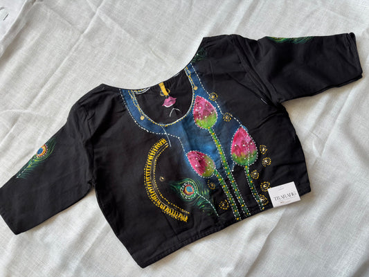 Black hand painted blouse