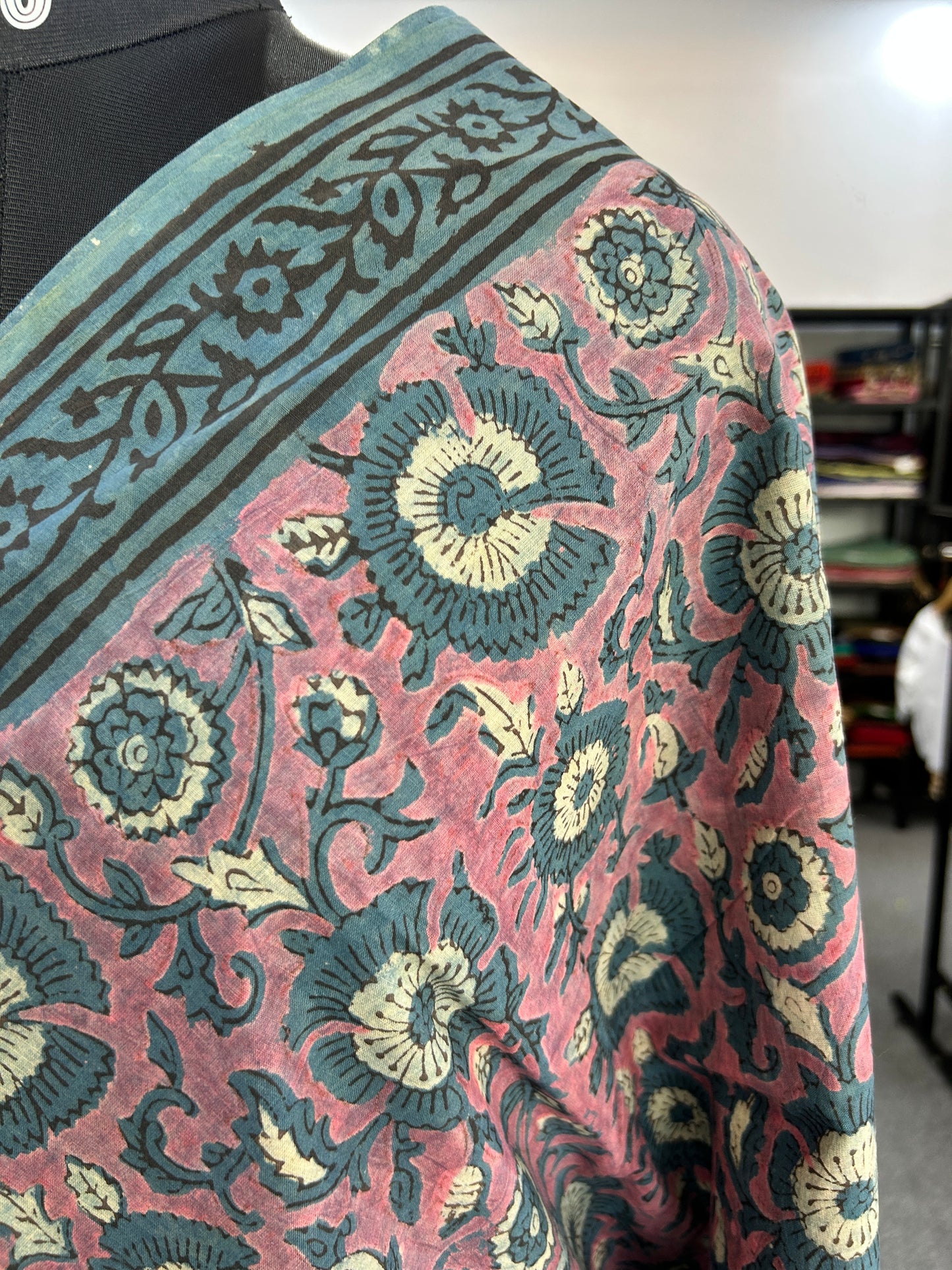 PINK AJRAKH MUL SAREE