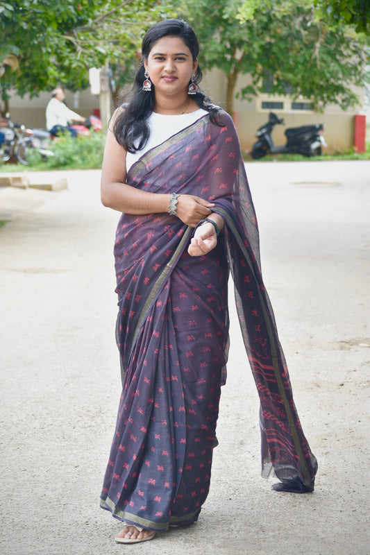 Brown dabu kota saree