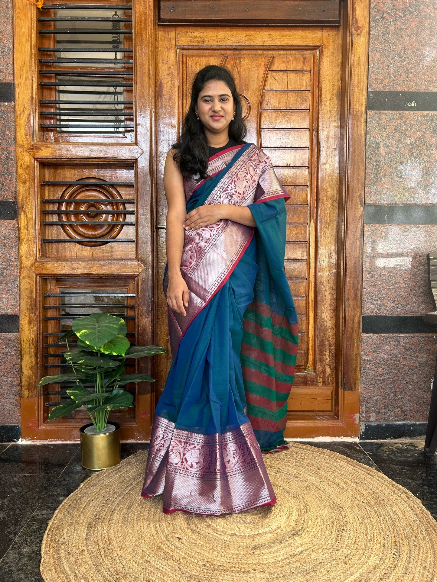 Blue Narayanpet saree.