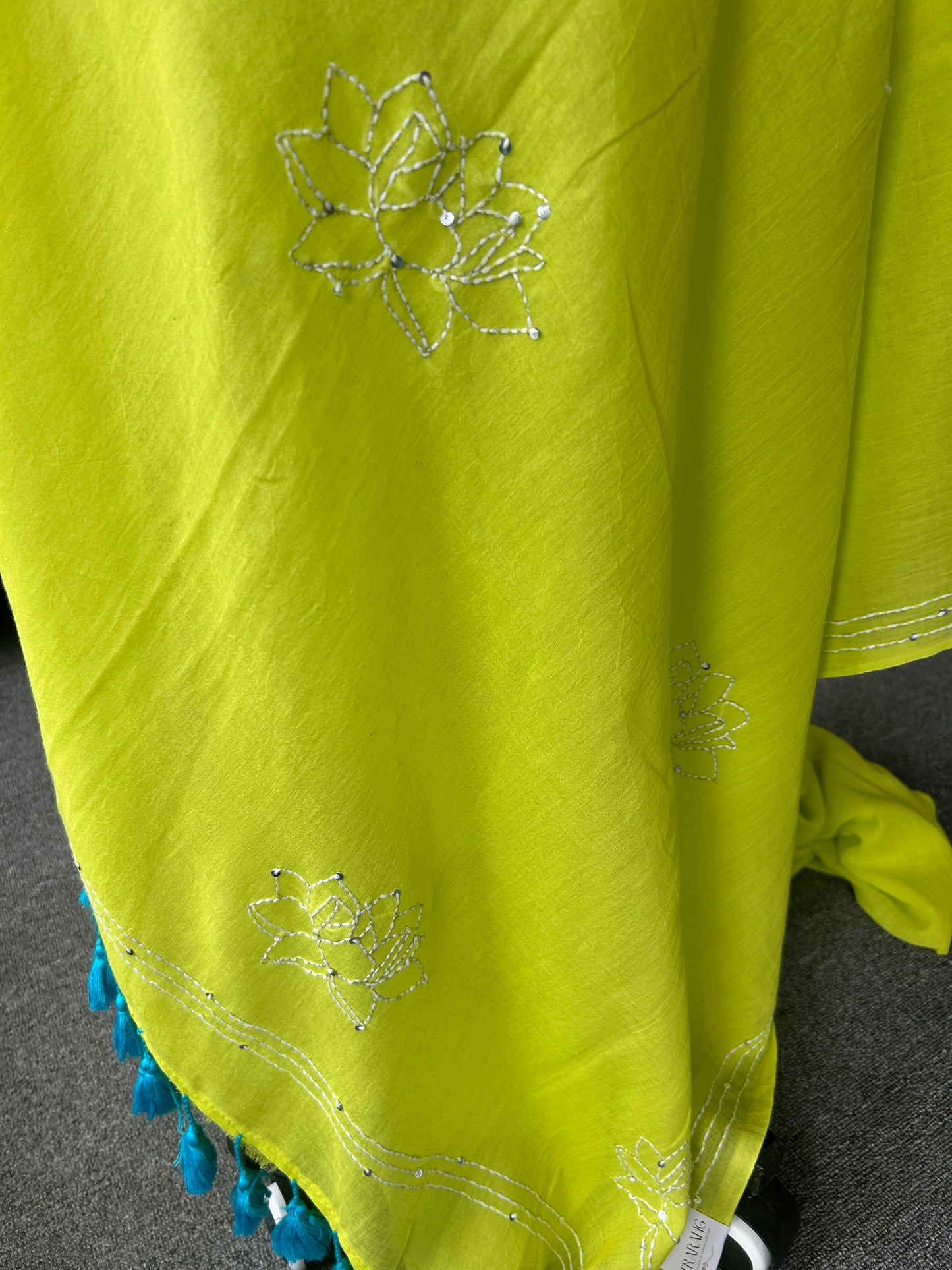 GREEN KATHA MUL SAREE