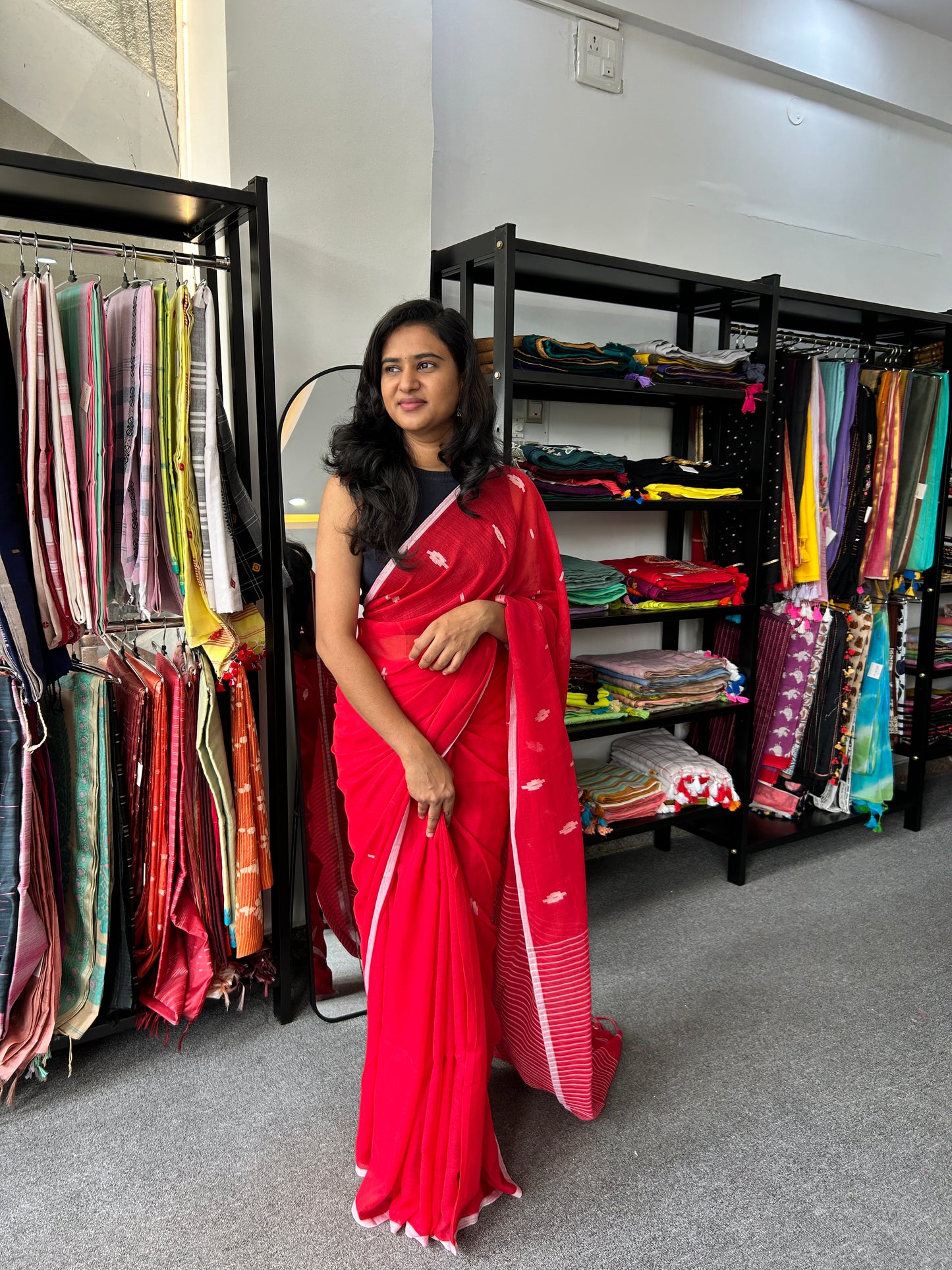 RED MUL JAMDANI SAREE
