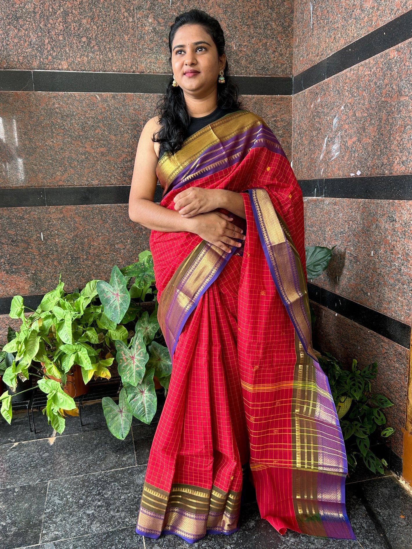 RED  KANCHI COTTON