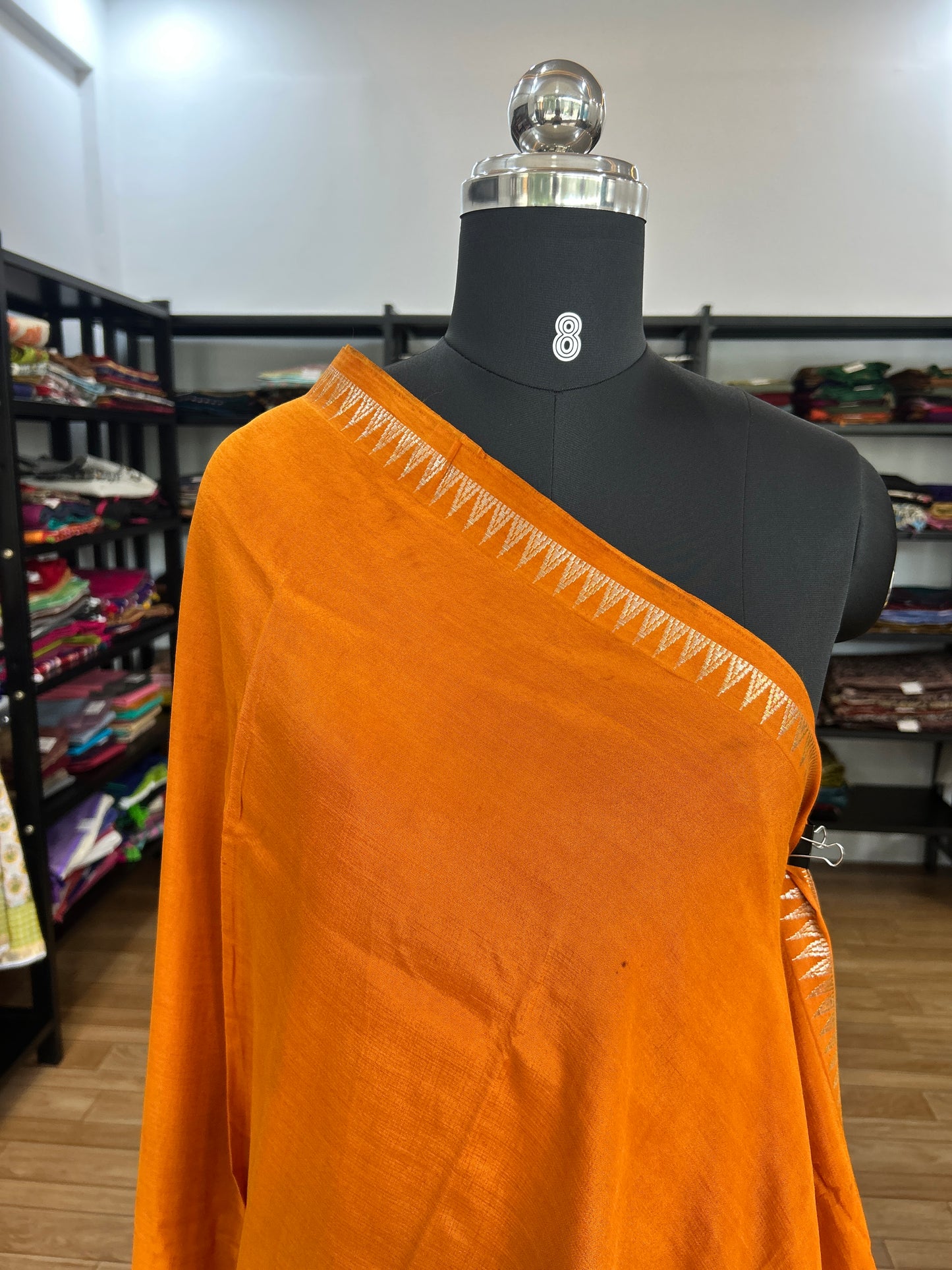 Orange kalamkari saree