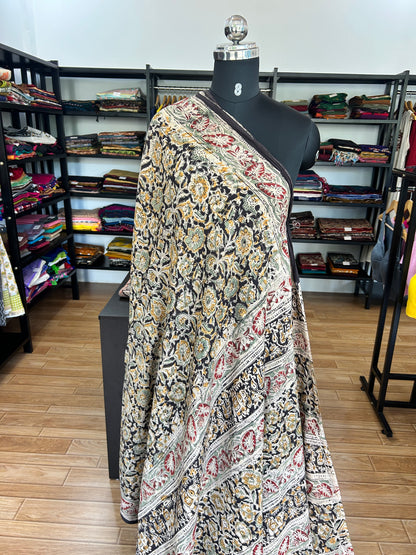 Black kalamkari mul saree