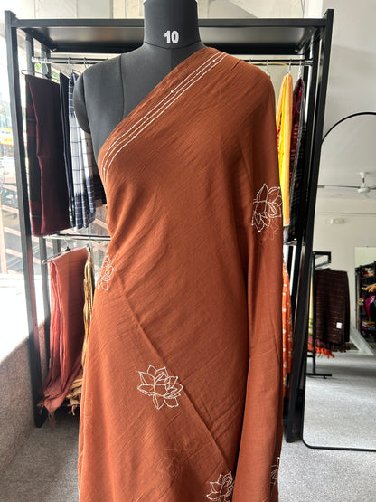 BROWN KATHA MUL SAREE
