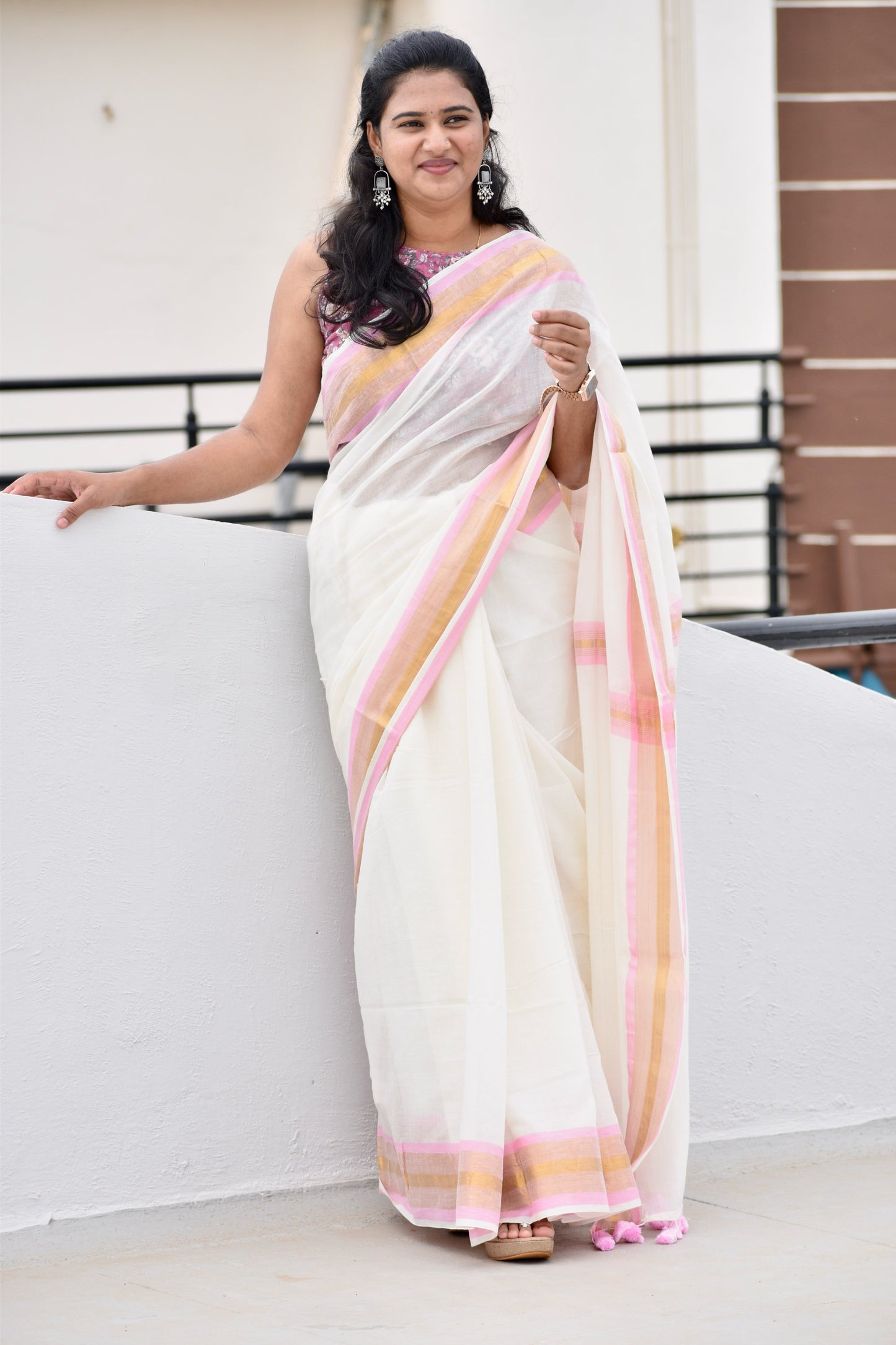 WHITE MUL SAREE