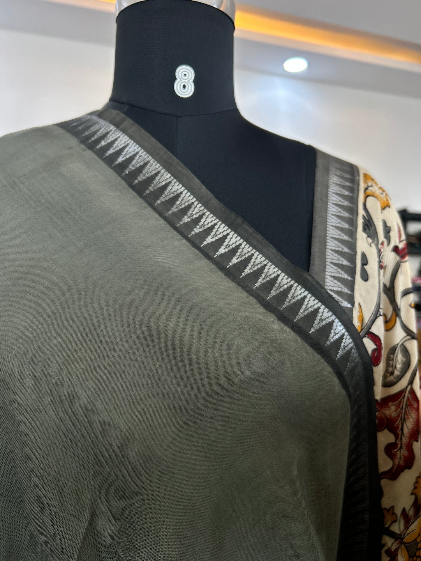 Grey kalamkari saree