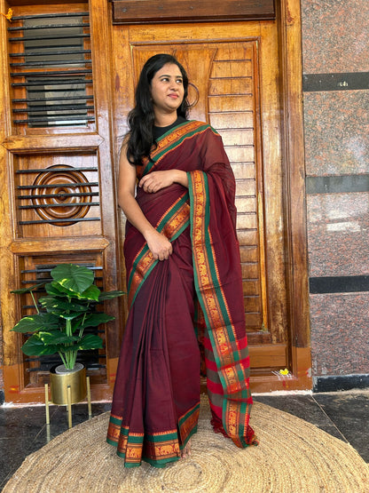 Brown Narayanpet saree.