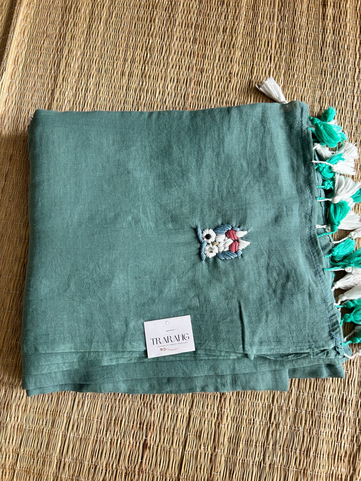 GREEN OWL MUL SAREE