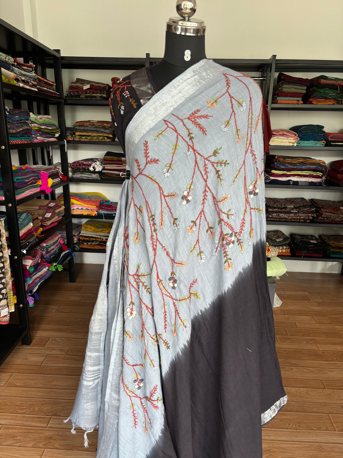 BLACK LINEN SAREE