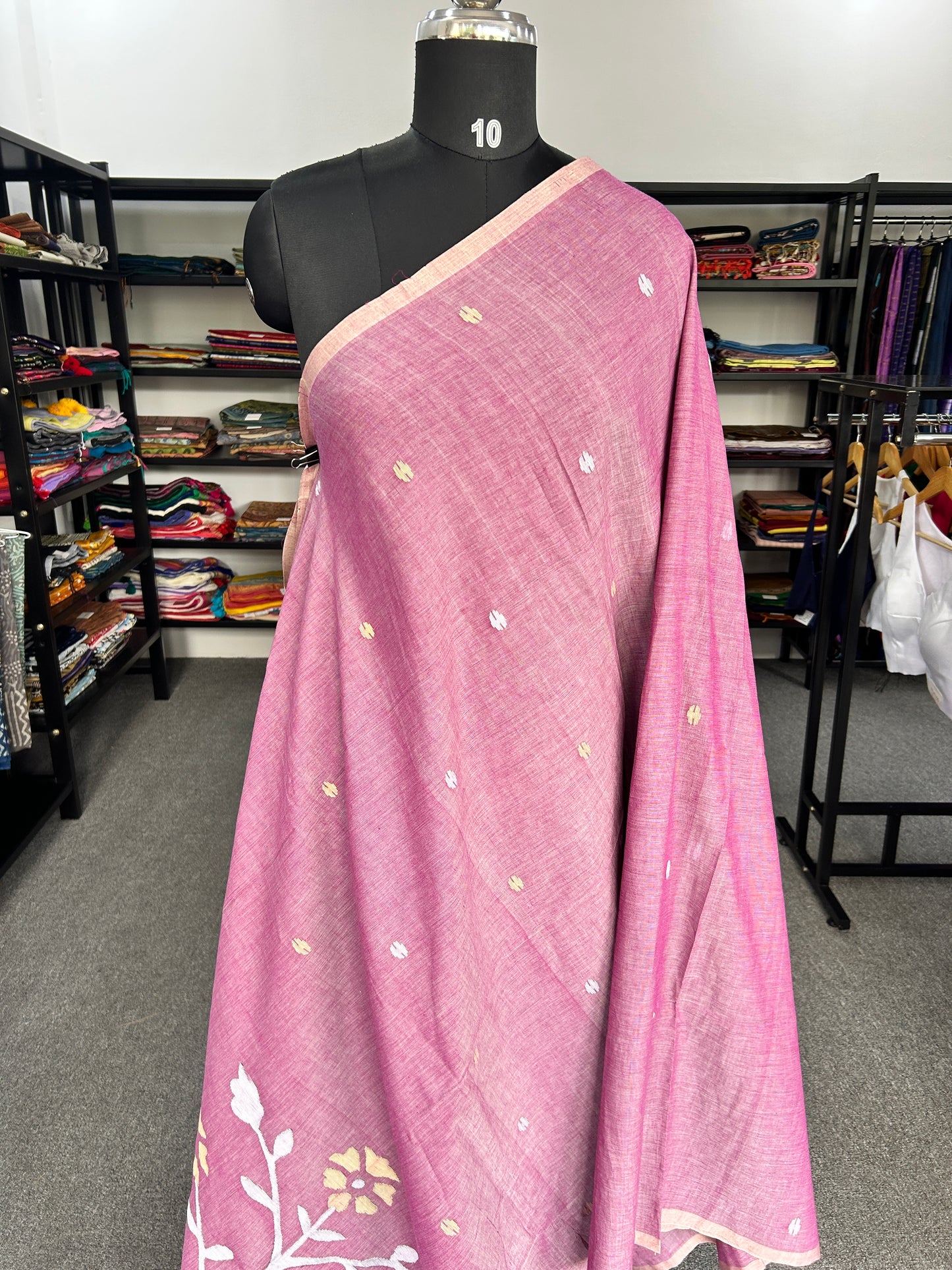 PINK MUL JAMDANI SAREE