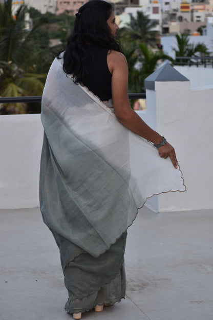 GREY MUL SAREE