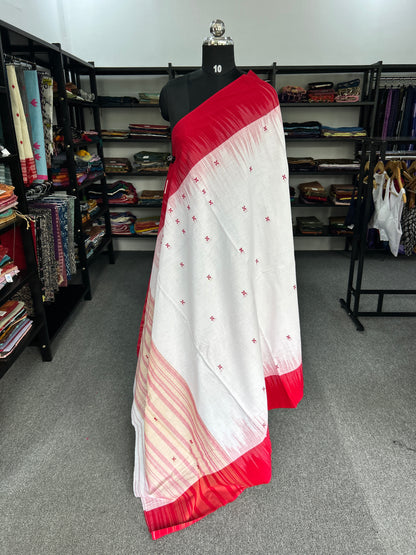 WHITE DHANIAKHALI SAREE