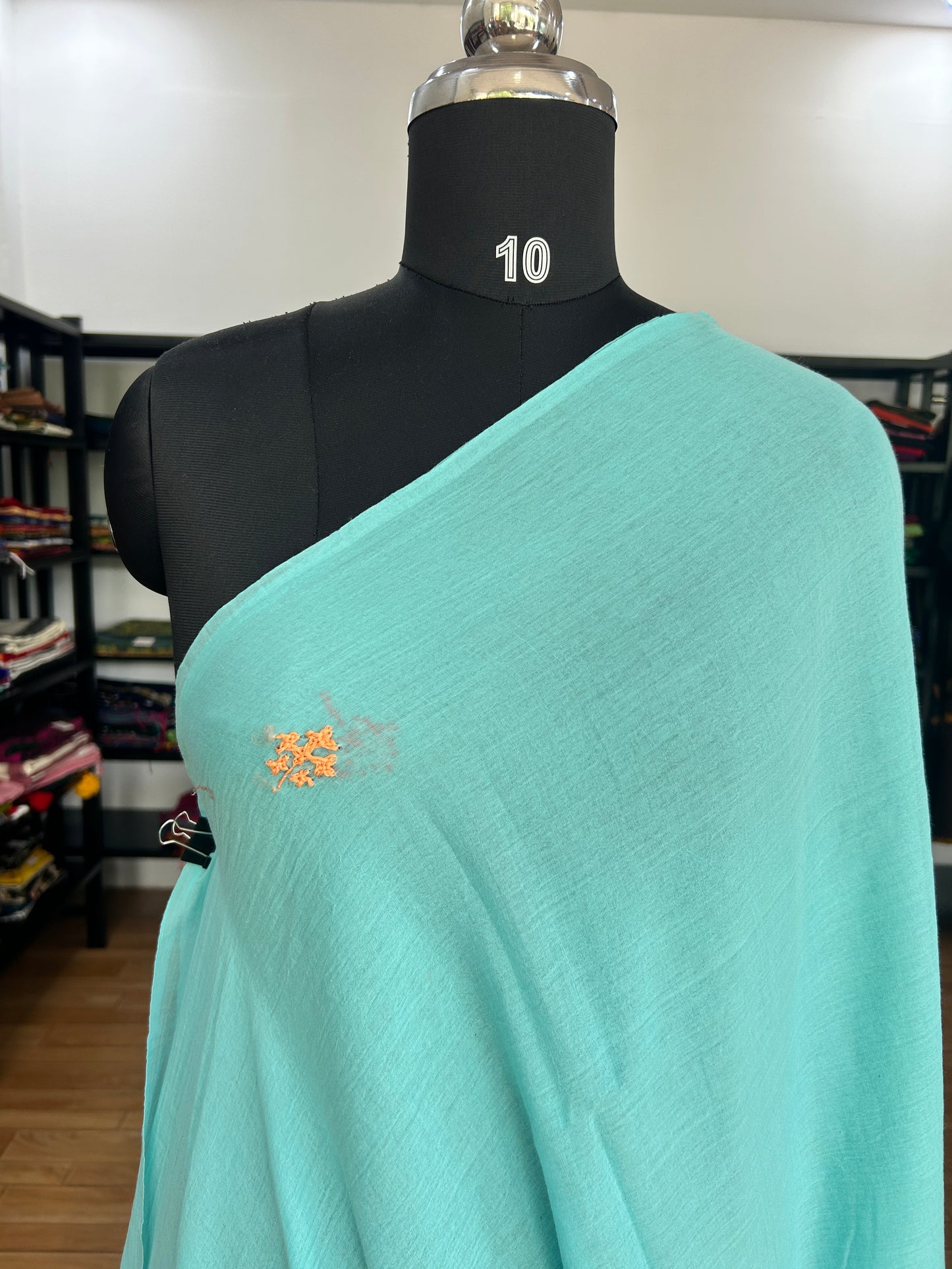 BLUE KATHA MUL SAREE