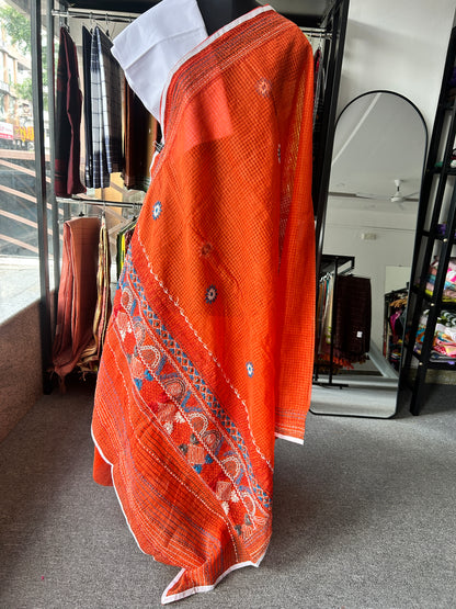 White katha embroidered kota