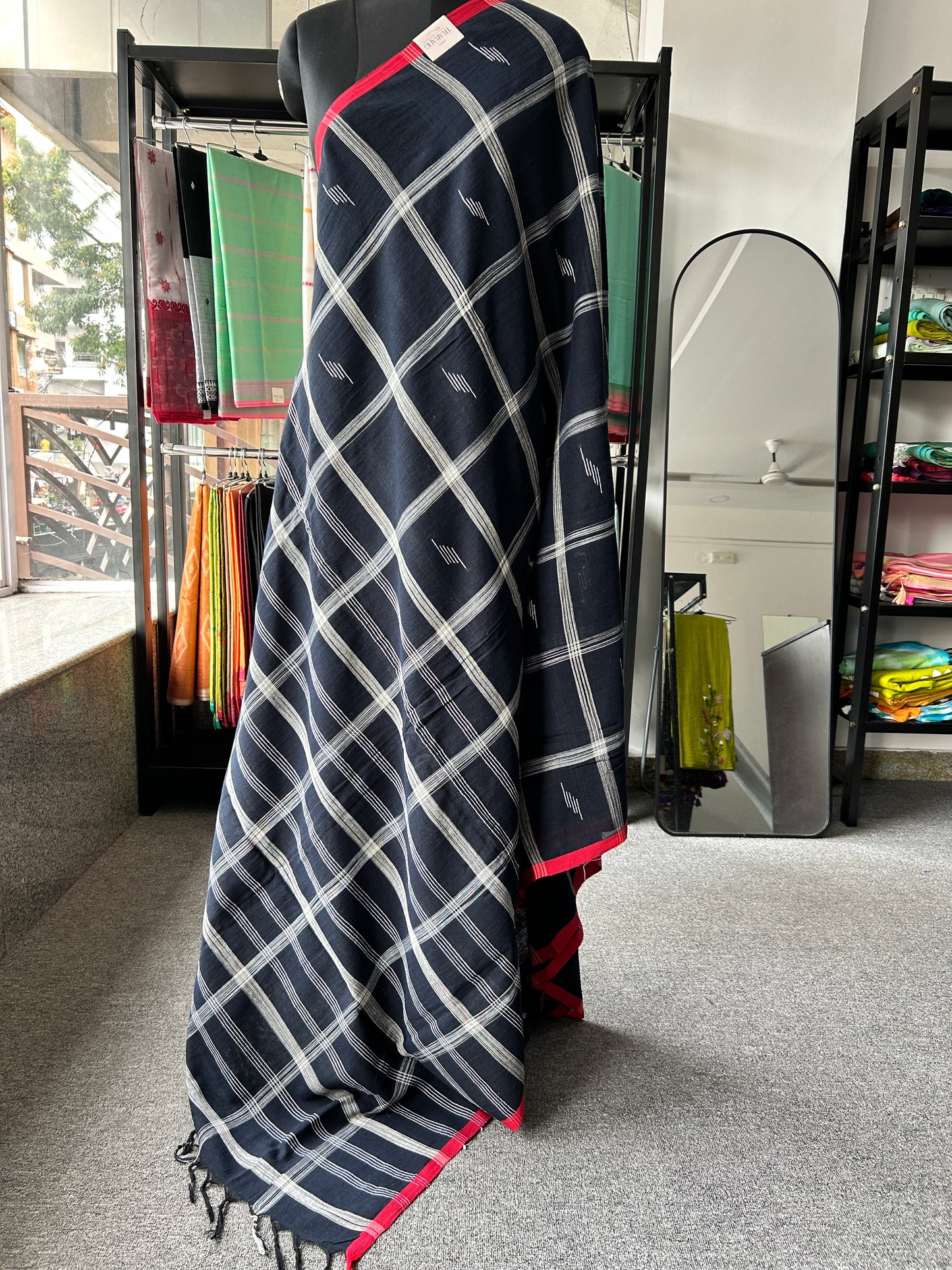 BLUE LINEN SAREE