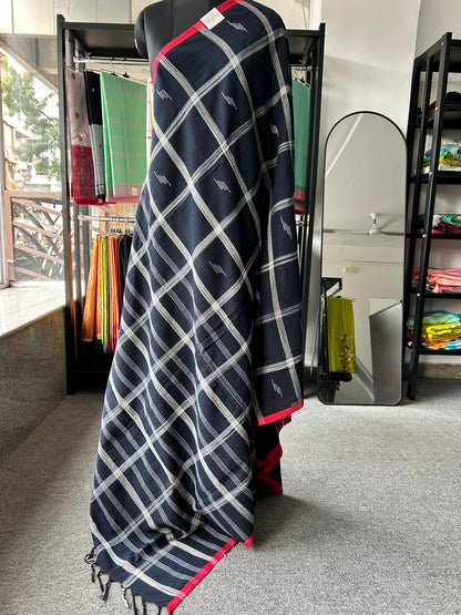 BLUE LINEN SAREE